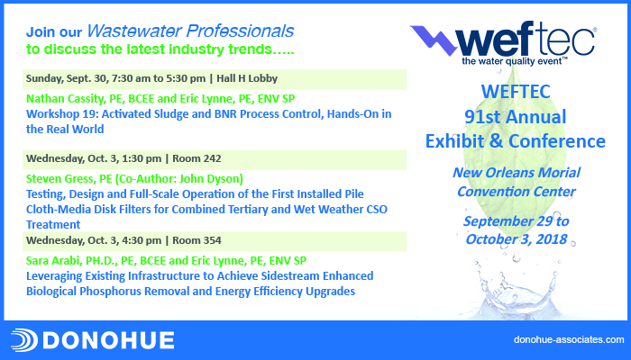 WEFTEC Features Donohue Personnel Header Image